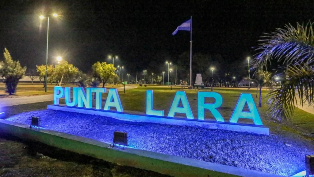 Cartel de bienvenida a Punta Lara
